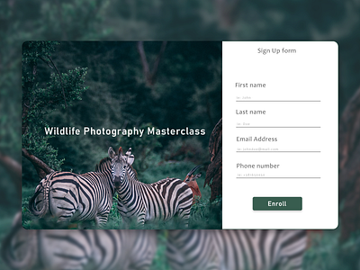 Photography Sign Up Form form modal photoshop sign up uidesign uiux webdesign