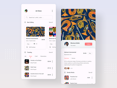 Art Store app art art market artwork clean design illustration ios iphone market store ui uiux