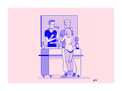 Rountine love bathroom couple illustration love routine