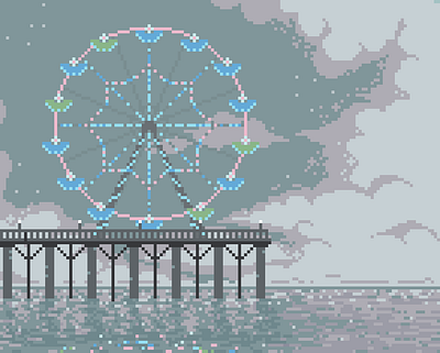 Ferris Wheel ferris wheel pier pixel pixelclouds pixels pixelsart pixelsky