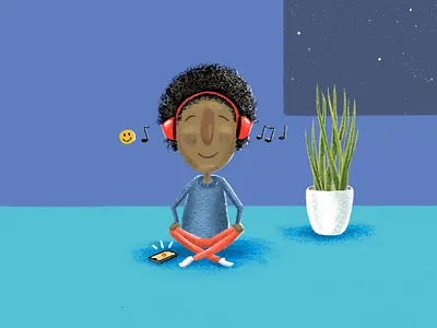 Meditation character digital drawing illustration