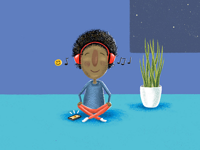 Meditation character digital drawing illustration
