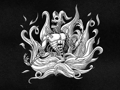 Skull robot blackandwhite drawing engraving illustration robot skull