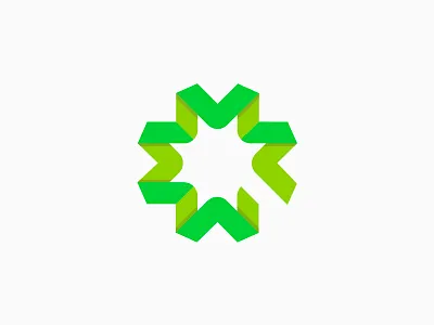 MER logo branding cog company design green icon logo minimalist recycle recycling symbol