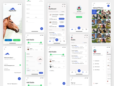 equiCare iOS Application clean ui creative graphic design horse horse care illustrations ios 7 ios app medical app minimal minimalist mobile ui modern design product design ui user experience design user interface design ux visual design white theme