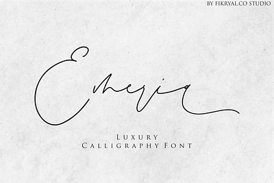 Emeria advertisements branding calligraphy font illustration invitation label logo photography product packaging script font tittle