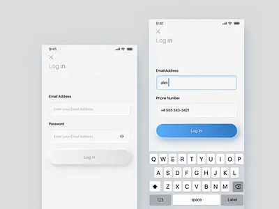 Log in like login page login screen minimal neomorphism ui web