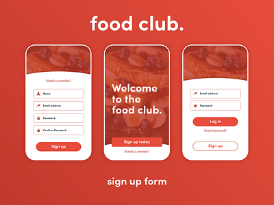 Food Club Sign Up Form - DailyUI #001 app challenge concept daily dailyui design typography ui ux