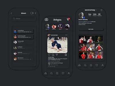 Instagram Dark Mode Redesign design ui uiuxdesign