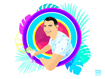 Self-Portrait colorful graphic illustration lime portrait self portrait tropical vector