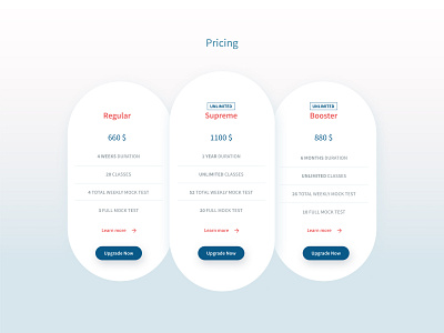 PTE Study Centre Pricing Table UI design thinking flat pricing pricing page pricing plan pricing table ui ux