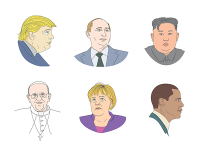 World politicians/leaders artwork barack obama cool design donaldtrump germany illustration kim jong un leaders political cartoon politicans politics pope francis president putin trump vladimir putin