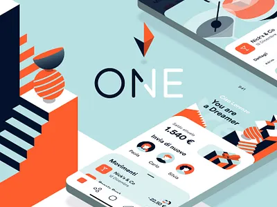 One - Money is just a tool app bank bank app design geometric illustration invision studio ios isometric money app sketch ui ux vector wallet