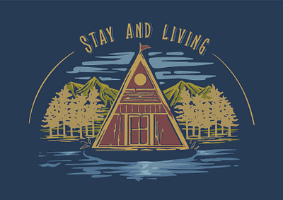 Stay and living in cottage with vintage style illustration comission cottage design digitalart digitalillustration handdrawn illustration illustrator living nature outdoor outdoor badge outdoor design stayhome tshirt design vintage vintage design vintage illustration