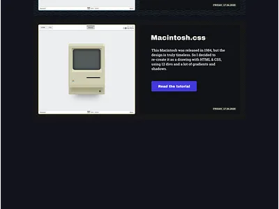 Portfolio page, dark mode (WIP) blog blue branding colors css css3 dark dark mode darkmode design minimalistic onepager pattern patterns personal portfolio ui ux web wip