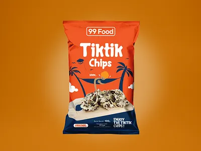 Tiktik chips bag branding chips design food hire me illustration logo packaging design pouch vector
