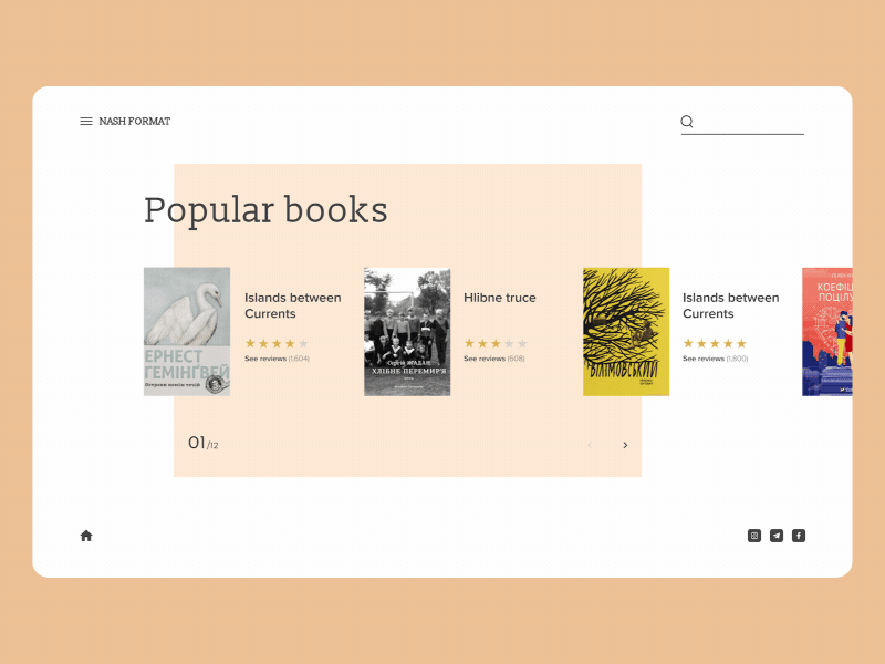 Redesign for ukrainian bookstore "Nash Format" animation design ui ux web website