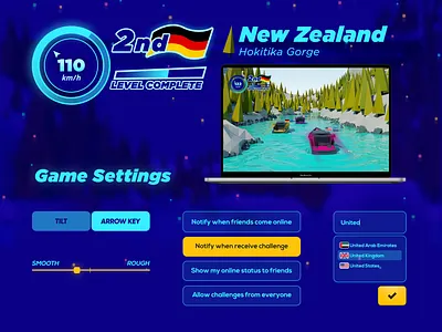 Fast Flow 3D - UI 3d 3d art game art game design game play hud hyper casual game imac imac mockup imac pro low poly low poly art mobile game mockup notification settings page settings ui ui ui design uiux