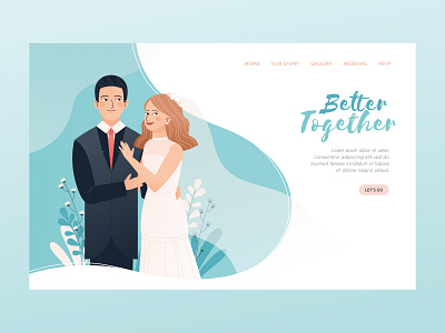 Wedding landing page couple illustration landing page landing page design vector web wedding