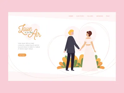 Wedding landing page character design couple design flat illustration landing page landing page design vector web wedding