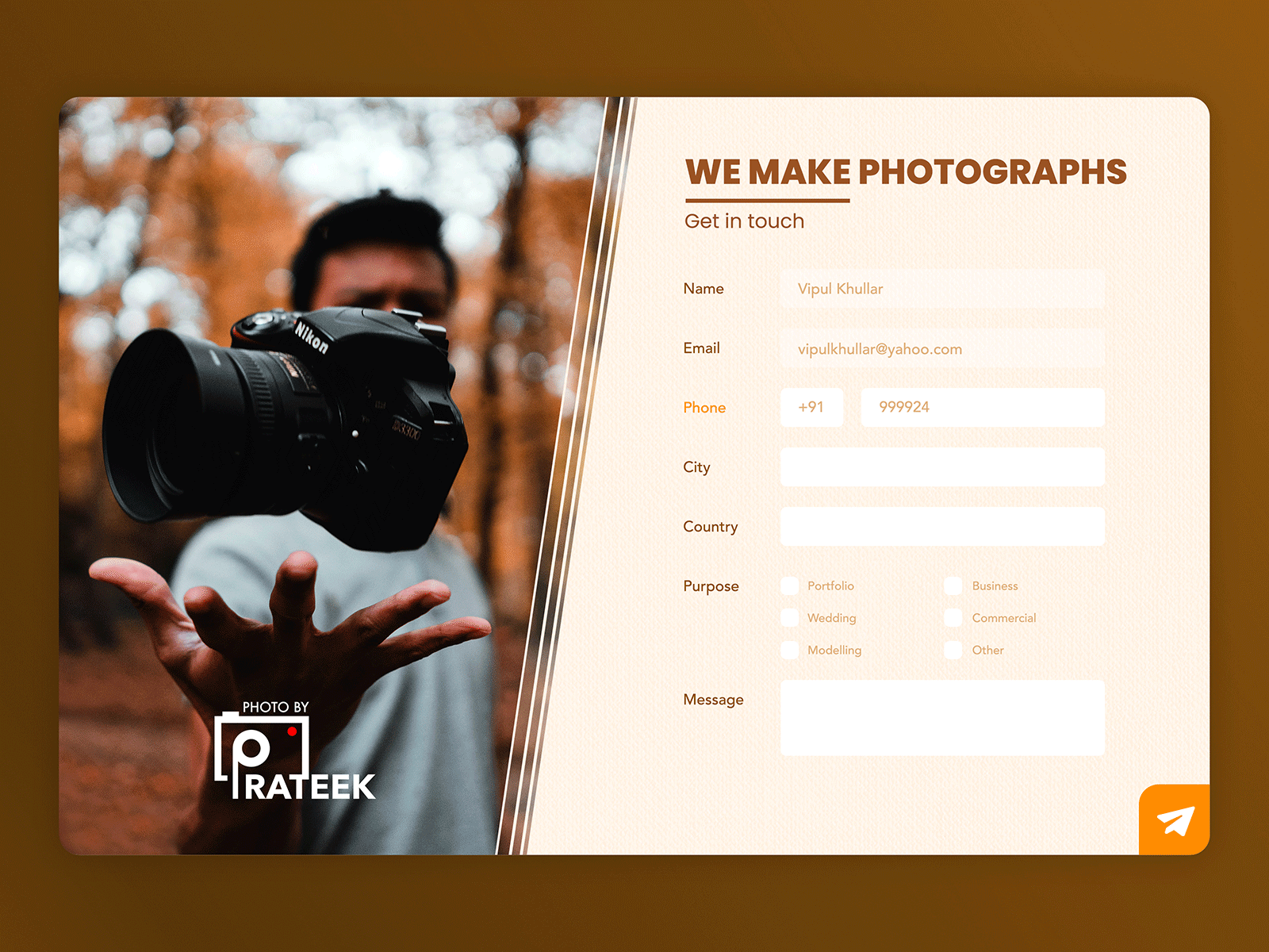 Enquiry Form UI agency branding clean concept dailyui design enquiry flat form gif minimal photographer photography ui web website