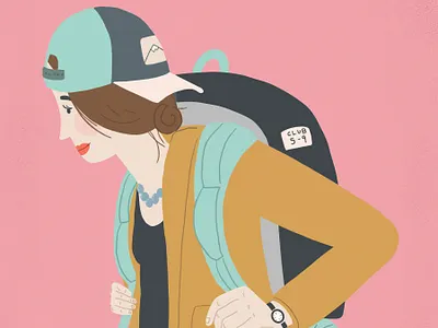 Microadventures Afterwork adventure adventures after hours backpack backpacker backpackers backpacking camping gold illustration microadventure microadventure outdoors outdoorsy outside pink procreate woman women