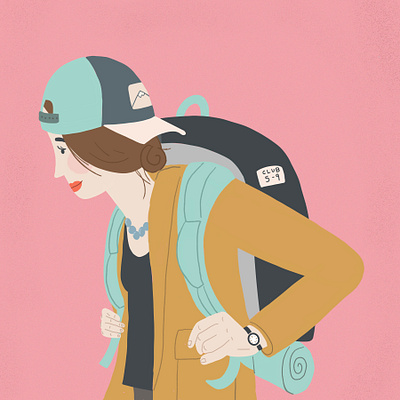 Microadventures Afterwork adventure adventures after hours backpack backpacker backpackers backpacking camping gold illustration microadventure microadventure outdoors outdoorsy outside pink procreate woman women