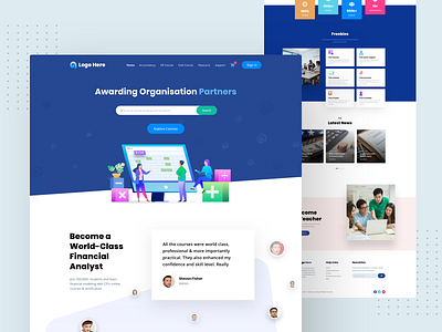 Accounting Courses Home Page Design 2020 accounting calculator design illustration interface latest logo page ui ux web website