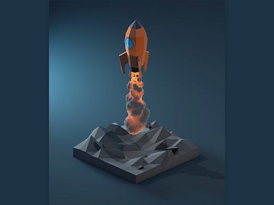 Rocket Launch Low Poly 3d 3dart 3dillustration 3dmodeling cinema4d diorama illustration isometric low poly lowpoly lowpolyart moon renders rocket rocket launch space spaceship