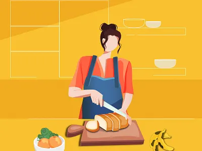 Cooking cooking design dish flat graphic design illustration stayhome vector website women women in illustration