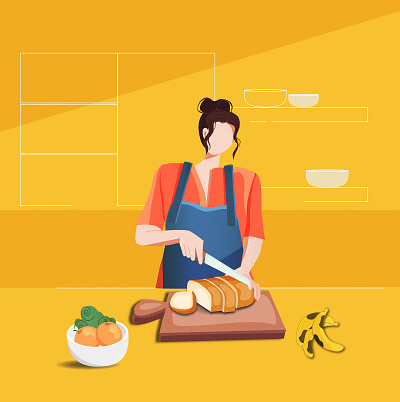 Cooking cooking design dish flat graphic design illustration stayhome vector website women women in illustration