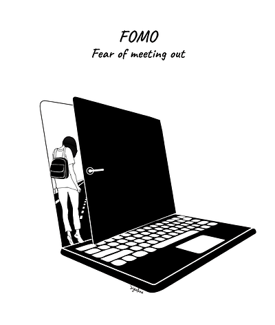 FOMO - Fear of meeting out art blackandwhite blackandwhiteillustration computer concept concept design conceptart corona coronavirus design girl girlart graphic illustration illustration art illustrations illustrator vector