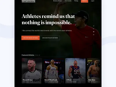 Athlete Sponsorship Marketplace | Home Page Concept athlete daily ui home page landing page marketplace sports web web design
