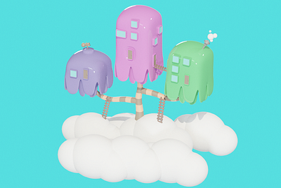 Colourfull Tree House 3d blender blender3d blender3dart blendercycles clouds cute design house illustration isometric isometric art isometric illustration sky sky blue travel treehouse