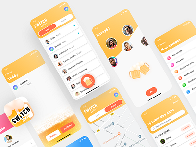 Switch - mobile app afterwork app bar beer design friend fun illustration ios mobile switch ui yo