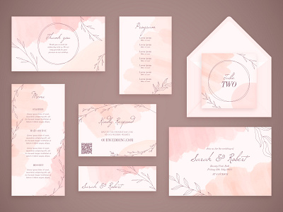 Wedding stationery design illustration pastel pastels stationery vector wedding wedding card wedding invitation wedding invite weddings