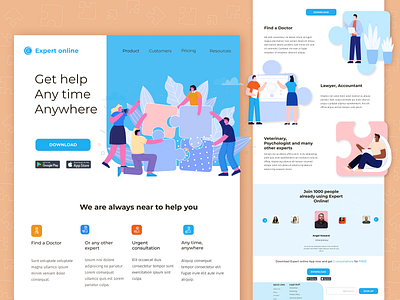 Expert Online App landing page