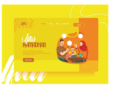 Iftar Ramadhan landing Page adobe illustrator characterdesign characters clean flat illustration gradient header homepage illustration design illustrations landing page design procreate ramadan mubarak ui vector web design