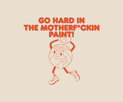 Go Harder In The Paint basketball basketball player cartoon character illustration mascot mascot character retro cartoon vector