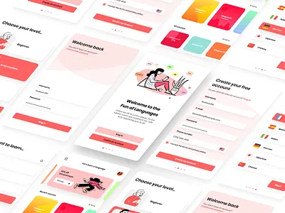 Language Learning App android app app design application design figma figmadesign illustration language learning language learning app learning app ui design uidesign