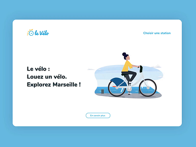 Landing page UI animation bike flat illustration landing page marseille motiondesign uidesign uidesigner uxdesigner webdesign