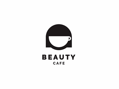 BEAUTY CAFE beauty cafe coffee cute illustration logo minimal negative space people smart unused woman