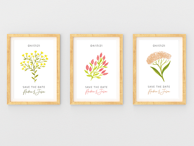 Spring Wedding Save the date card colors event flowers illustration savethedate spring watercolor wedding