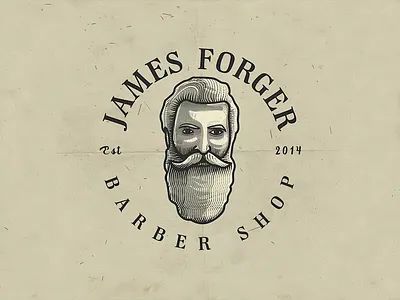 James Forger | Barber Shop | Logo Illustration adobe illustrator business logo crosshatching design process etching illustration illustration art logo logo design logo designer logodesign process video scratchboard timelapse vintage logo