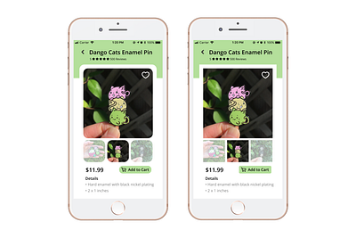 Daily UI Challenge: E-Commerce Shop cats crafting cute cute animals daily ui 008 daily ui challenge dailyui dango design dessert ecommerce food kawaii pins product design shop shopping shopping app