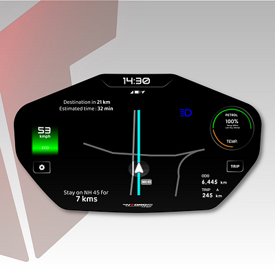 Speed Console with Navigation app design features gps illustration minimal navigation speedconsole speedometer ui uidesign ux uxdesign