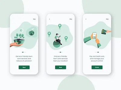 Onboarding - EcoLawn App animated animation app concept app design eco figma garden illustration iosdesign lawn lawncare mockup onboarding onboarding screens prototype sketch ui uidesign uxdesign