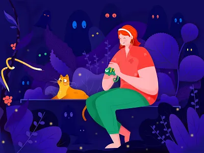 Halloween 2d abstract animal art direction artists artwork blue character character design colors creative design digital art dribbble environment design freebie game designer halloween illustration trending