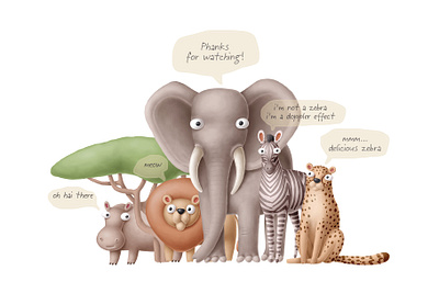 funny animals clipart africa animals cartoon character creativemarket funny illustration nursery safari