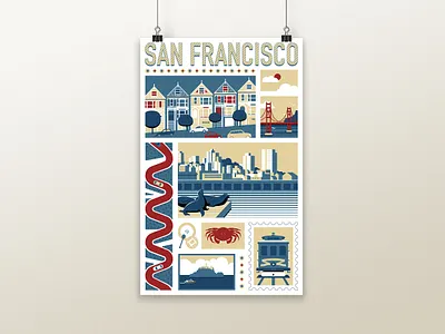 San Francisco Poster Art flat illustration illustration poster art poster design san francisco vector vector illustration